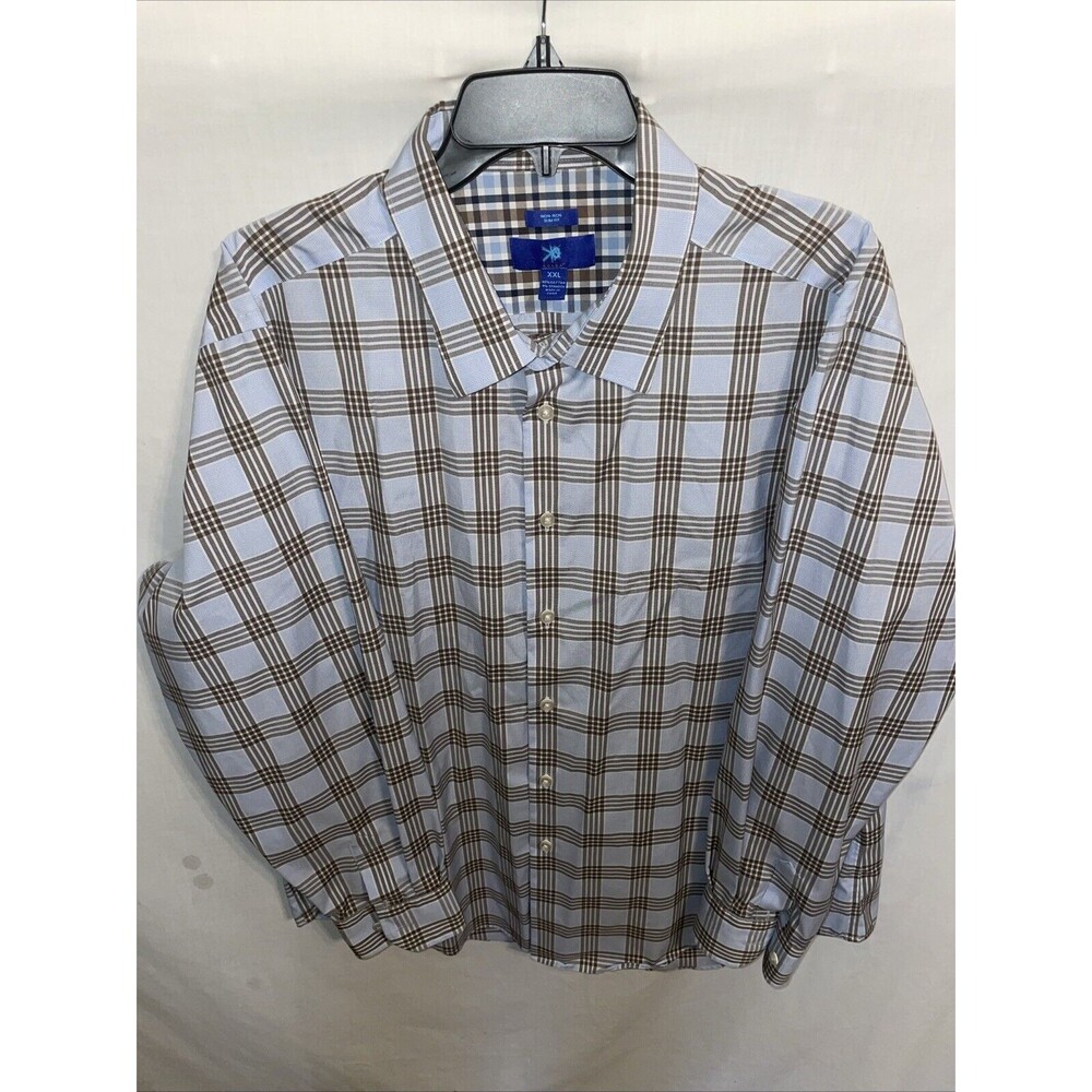 Egara Men’s Dress Shirt Size 2XL Blue Striped LS Business Formal City Wedding